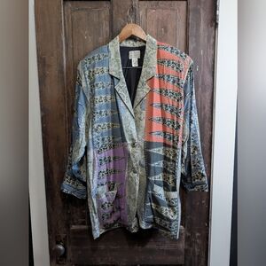 Christina Fairbanks Vintage 90s Rayon Oversized Colourful Blazer - Size Large